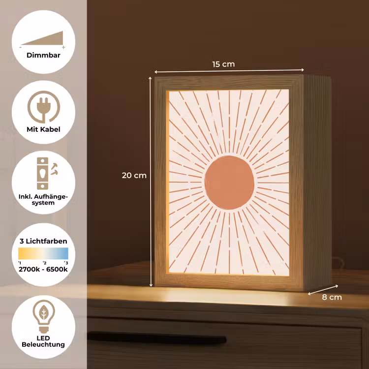 Personalisierte Lightbox - Sonne – Strahlen – Abstrakt – Terrakotta – Modern — 6