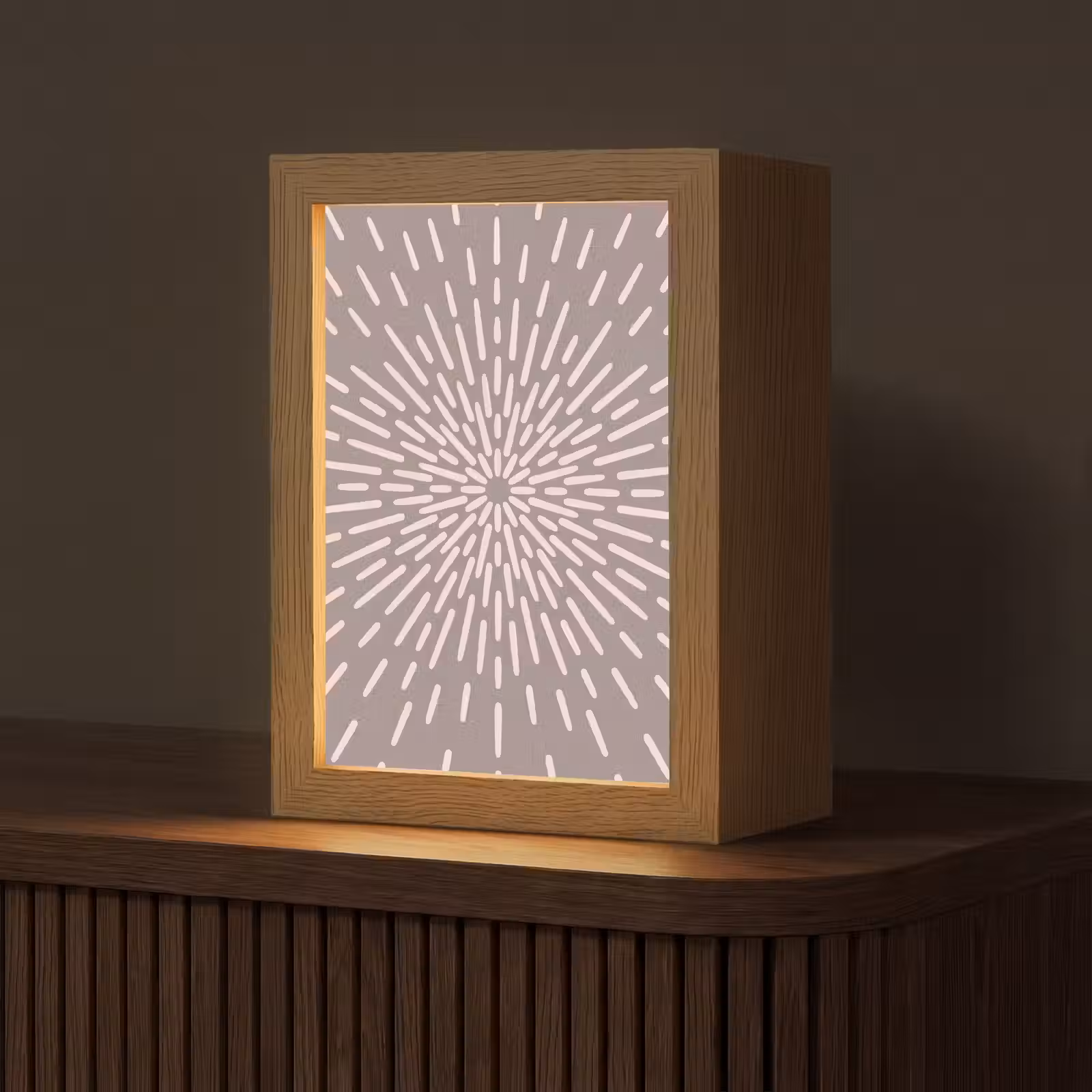 Personalisierte Lightbox - Muster – Strahlen – Abstrakt – Modern – Grau — 1