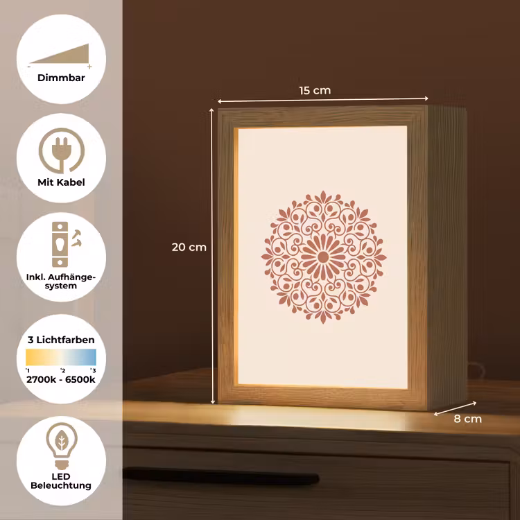 Personalisierte Lightbox - Dekoration – Kreis – Symmetrisch – Modern – Rotbraun — 6