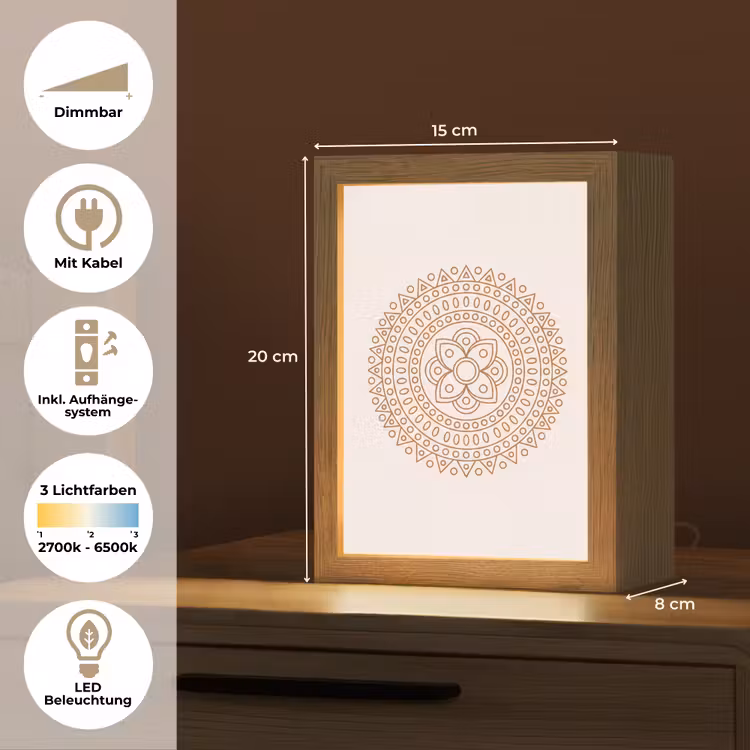 Personalisierte Lightbox - Mandala – Geometrisch – Abstrakt – Orientalisch – Braun — 6
