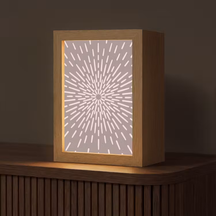 Personalisierte Lightbox - Muster – Strahlen – Abstrakt – Modern – Grau — 1