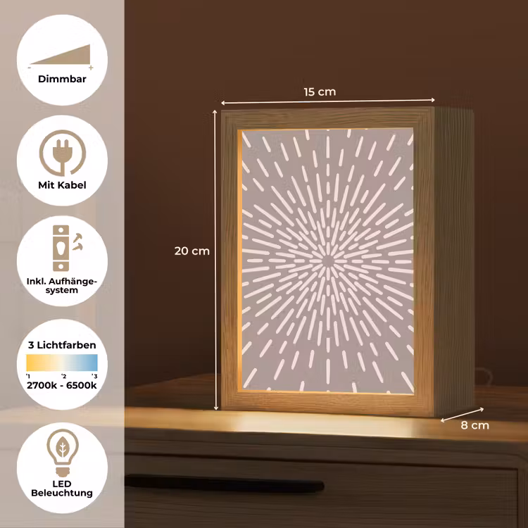 Personalisierte Lightbox - Muster – Strahlen – Abstrakt – Modern – Grau — 6