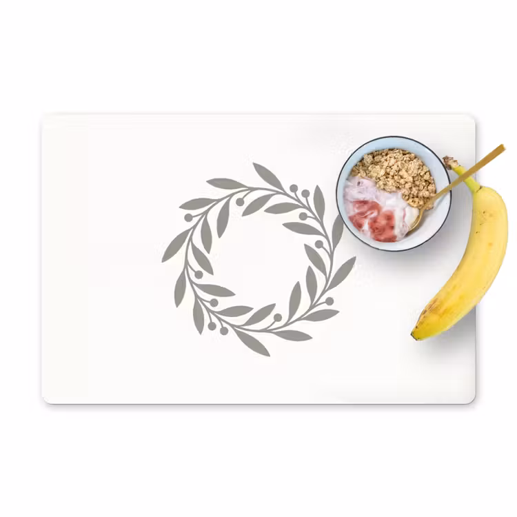 Tischset - 6 Stück - Kranz – Blätter – Natur – Minimalistisch – Grau — 1