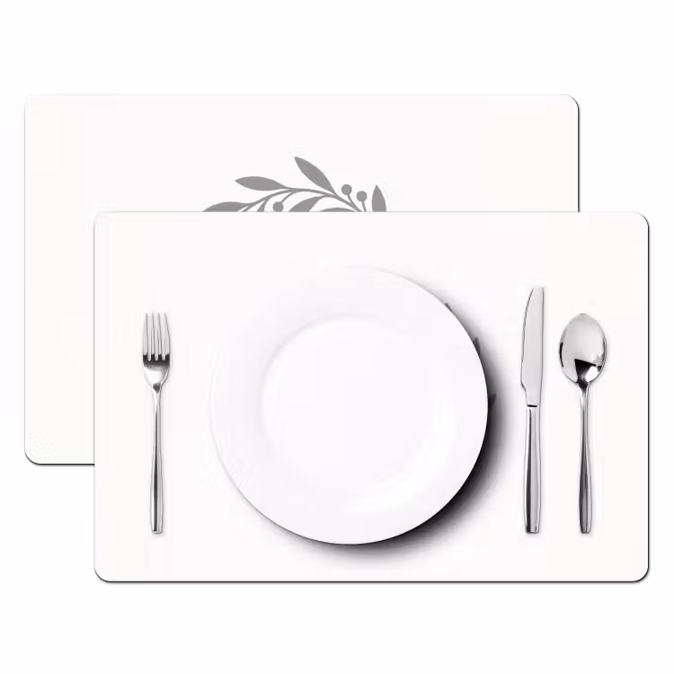 Tischset - 6 Stück - Kranz – Blätter – Natur – Minimalistisch – Grau — 2