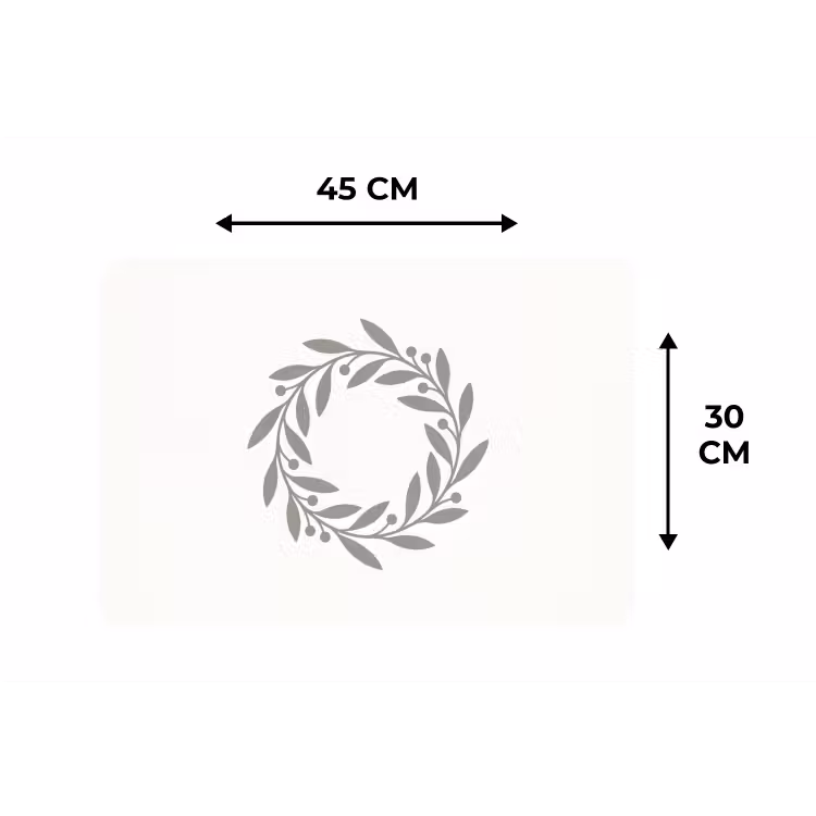 Tischset - 6 Stück - Kranz – Blätter – Natur – Minimalistisch – Grau — 3
