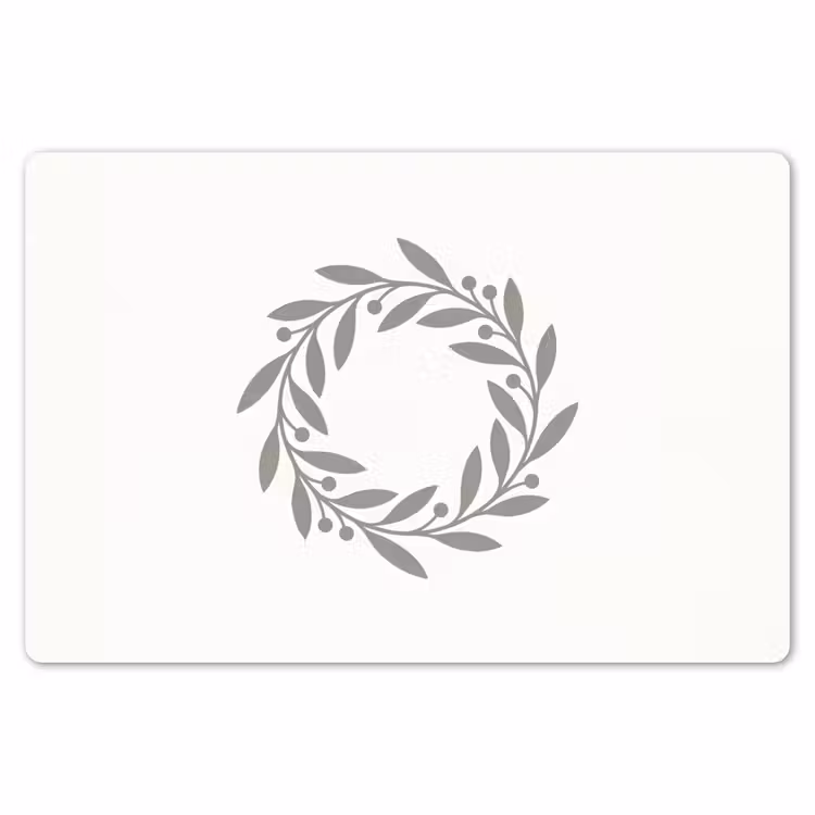 Tischset - 6 Stück - Kranz – Blätter – Natur – Minimalistisch – Grau — 6
