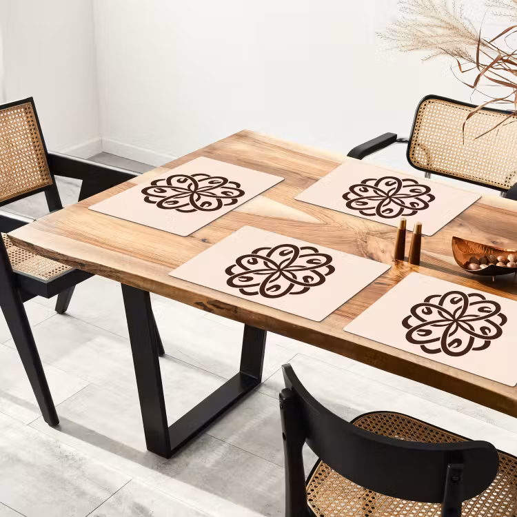 Tischset - 6 Stück - Muster – Knopf – Abstrakt – Modern – Braun — 4