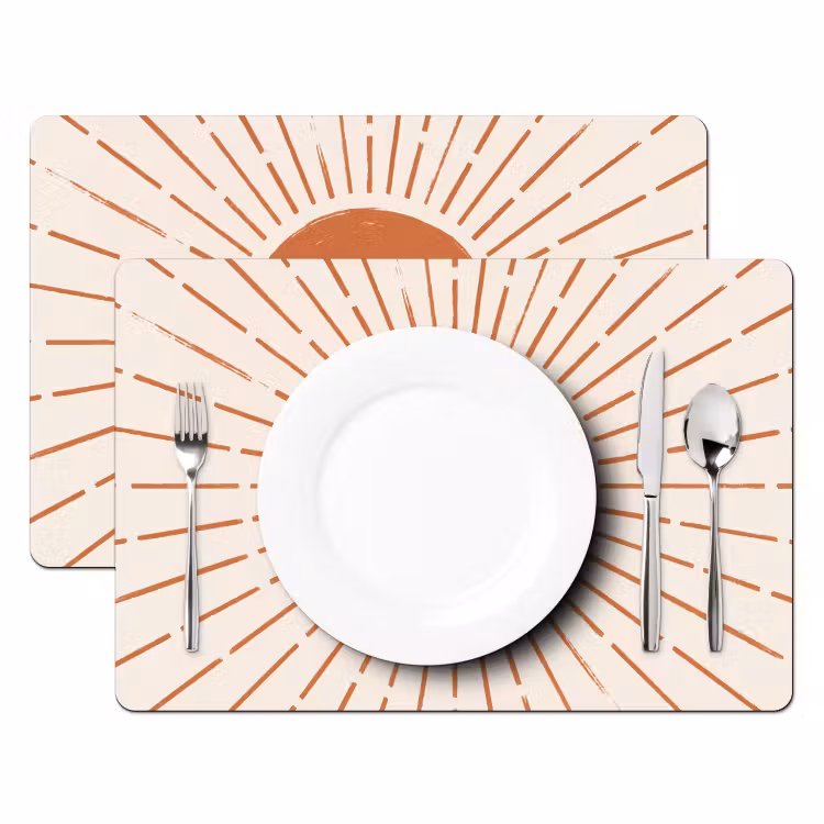 Tischset - 6 Stück - Sonne – Strahlen – Abstrakt – Terrakotta – Modern — 2