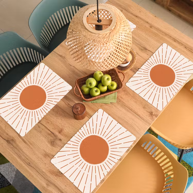 Tischset - 6 Stück - Sonne – Strahlen – Abstrakt – Terrakotta – Modern — 5