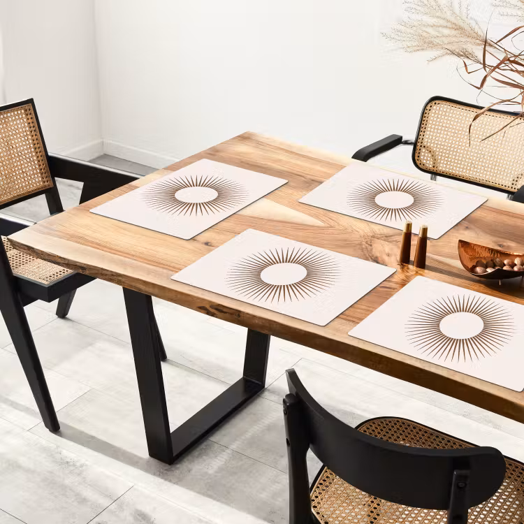 Tischset - 6 Stück - Zusammenfassung – Sonne – Symbol – Modern – Beige — 4