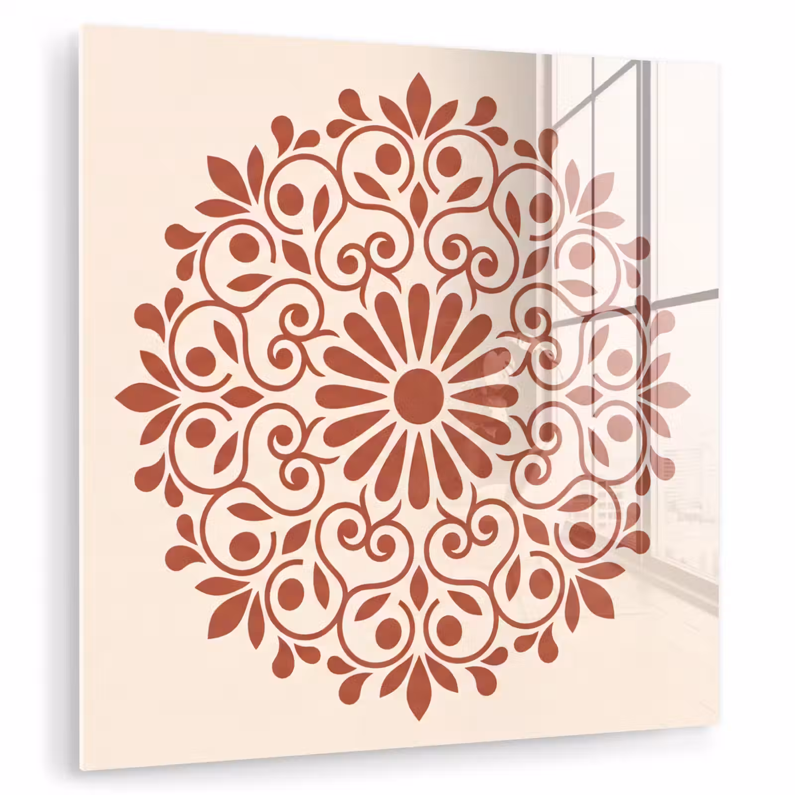 Glasbild - Dekoration – Kreis – Symmetrisch – Modern – Rotbraun — 1