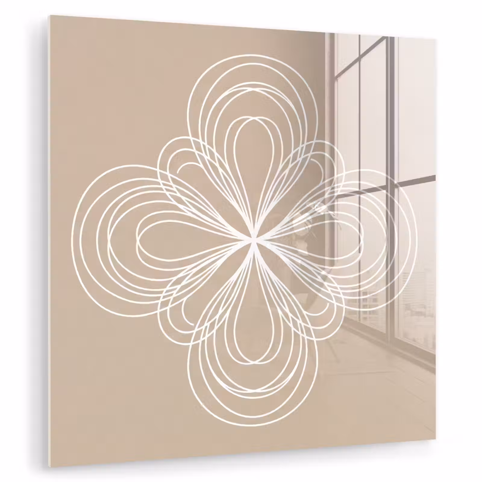 Glasbild - Muster – Linien – Abstrakt – Minimalistisch – Beige — 1