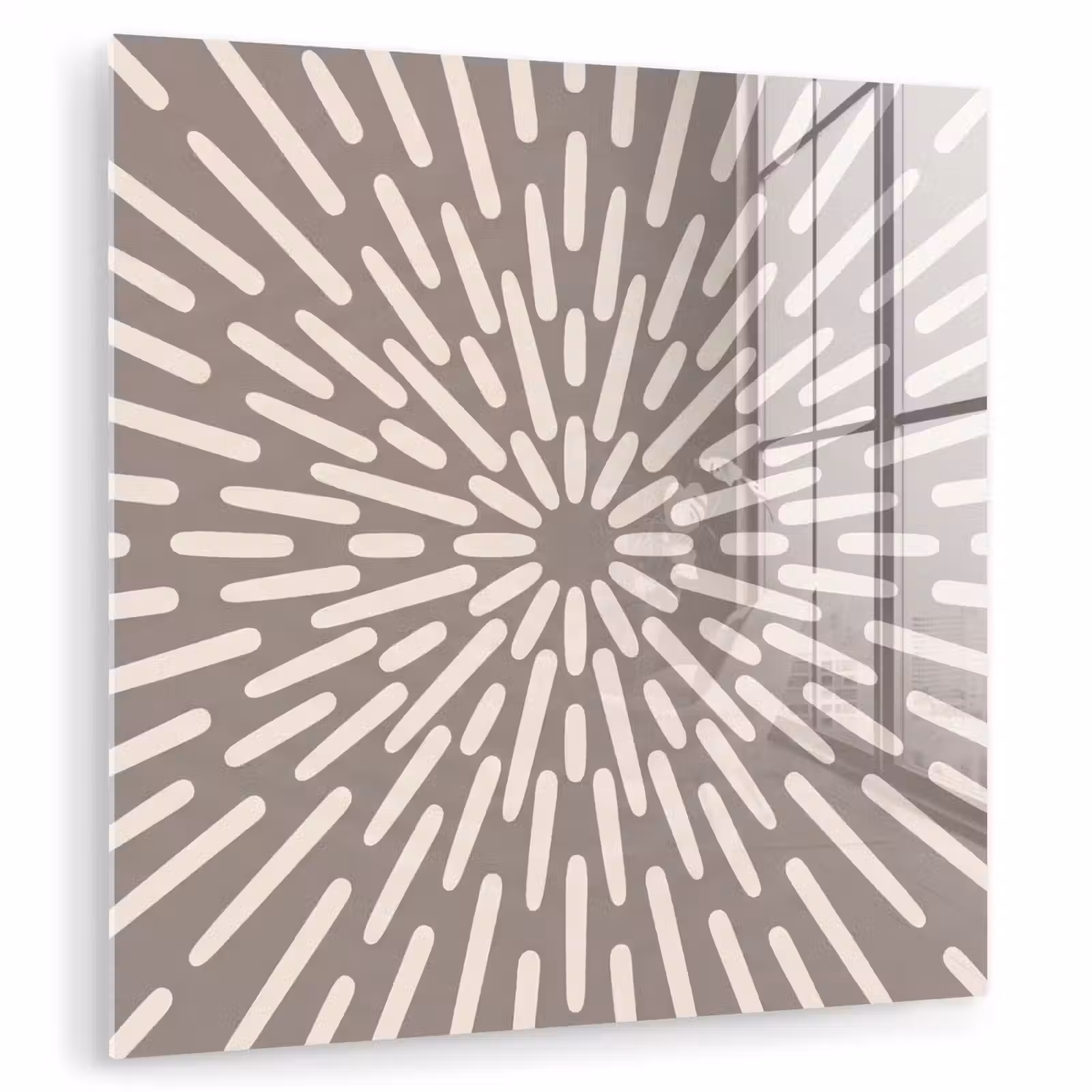 Glasbild - Muster – Strahlen – Abstrakt – Modern – Grau — 1