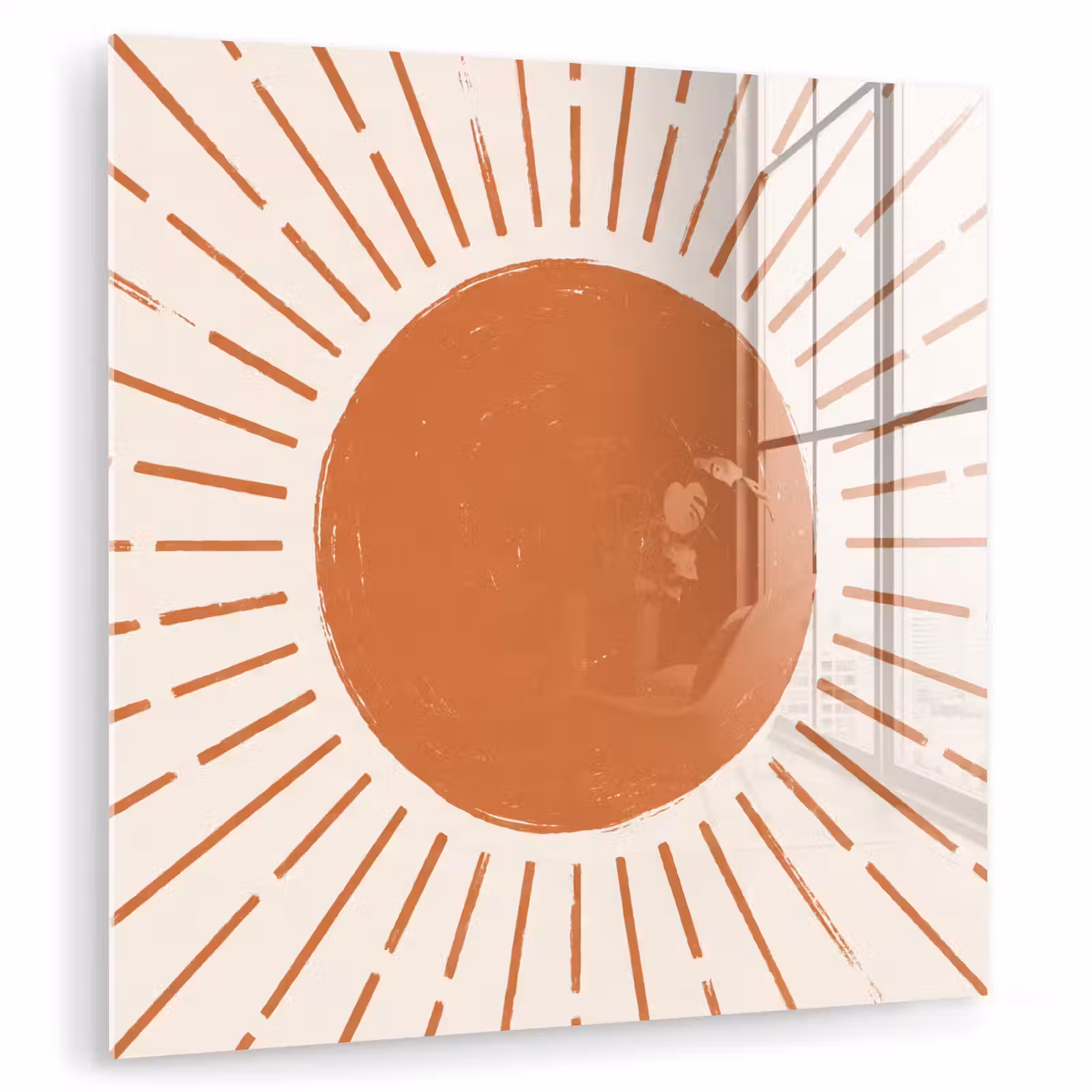 Glasbild - Sonne – Strahlen – Abstrakt – Terrakotta – Modern — 1