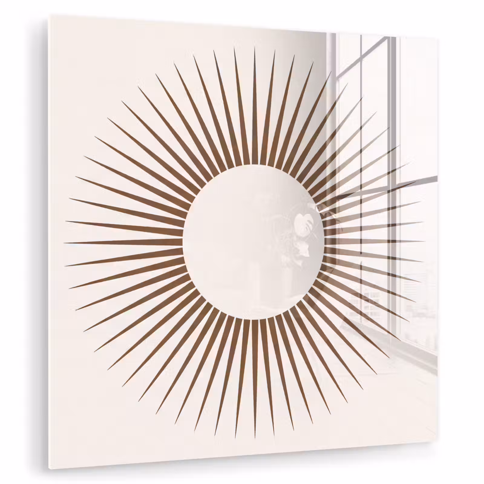 Glasbild - Zusammenfassung – Sonne – Symbol – Modern – Beige — 1
