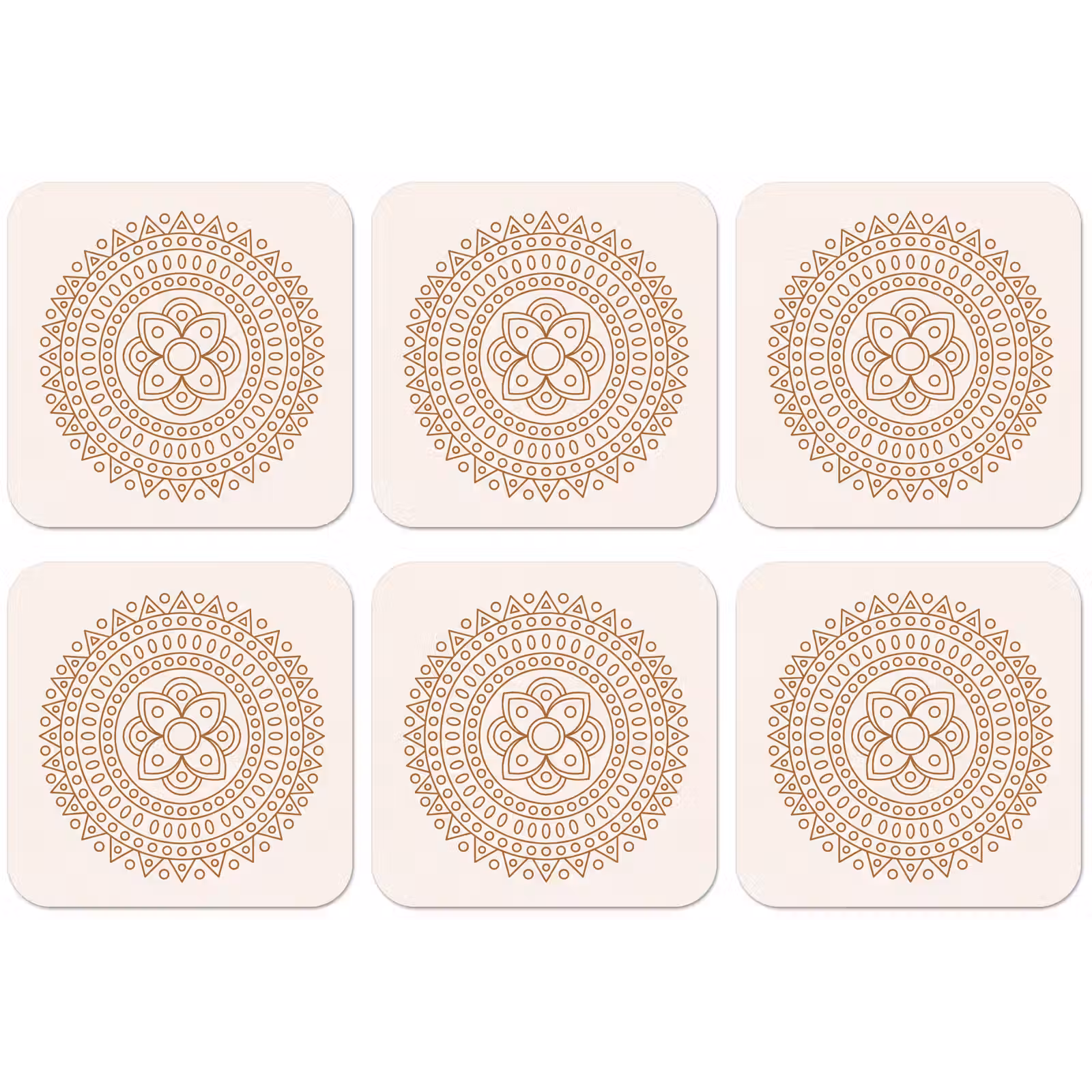 Untersetzer - Mandala – Geometrisch – Abstrakt – Orientalisch – Braun — 1