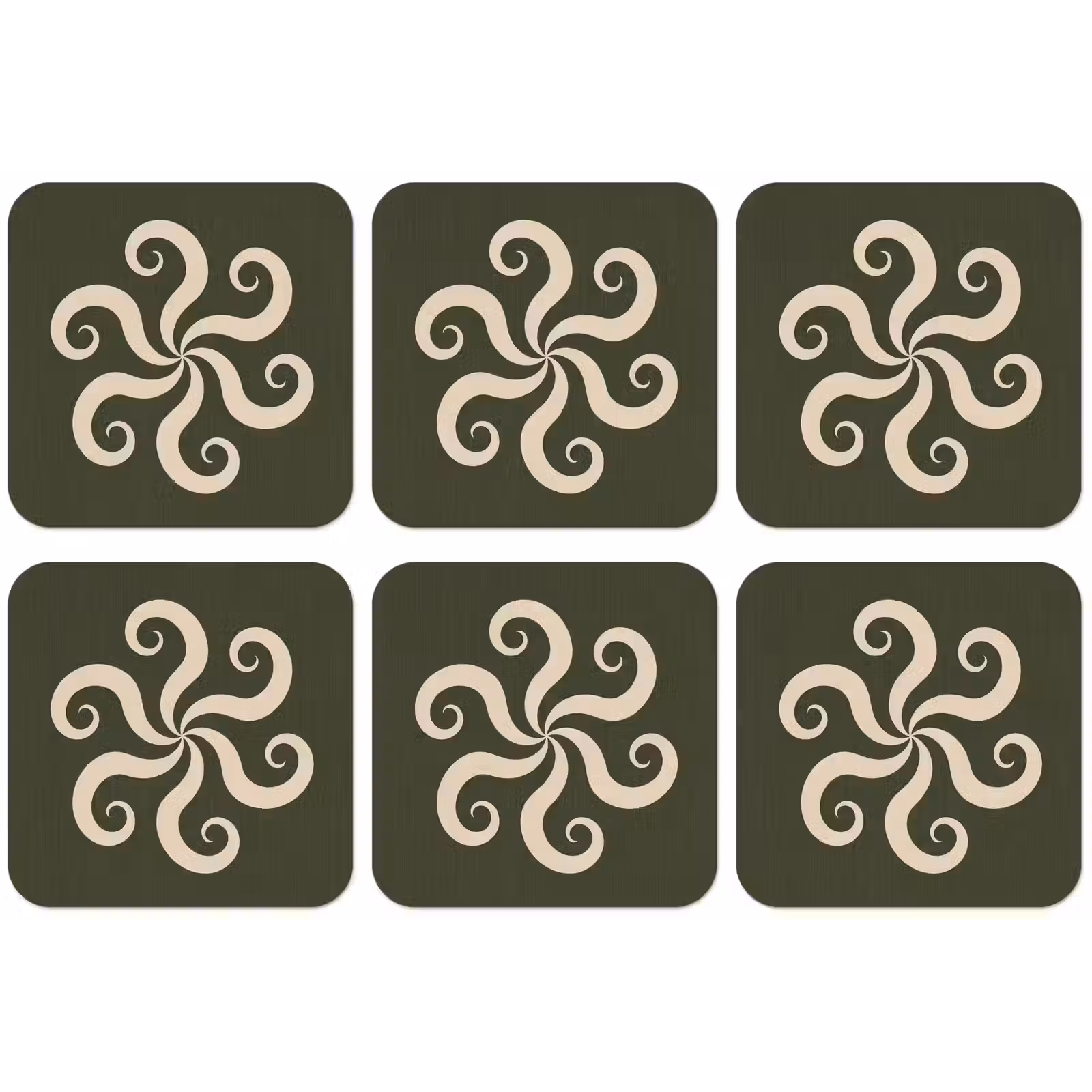 Untersetzer - Muster – Spirale – Abstrakt – Modern – Grün — 1