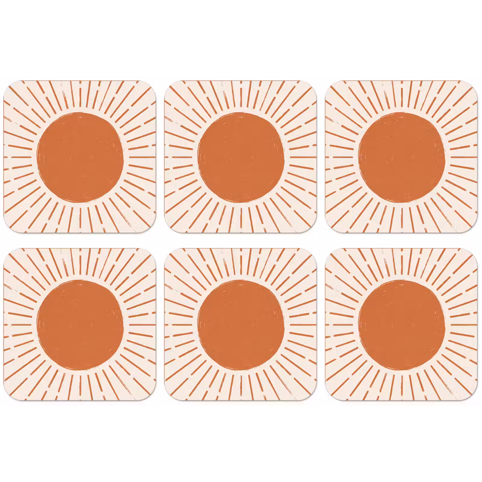 Untersetzer - Sonne – Strahlen – Abstrakt – Terrakotta – Modern — 1