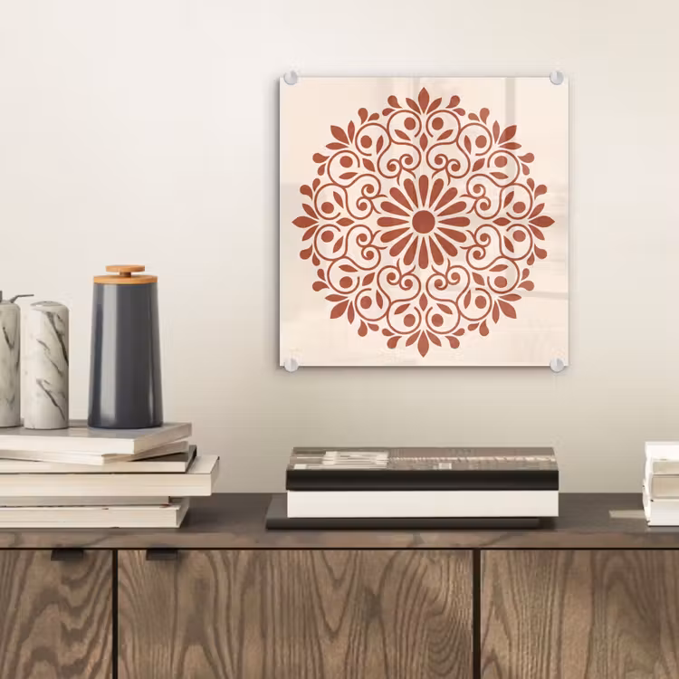 Glasbild - Dekoration – Kreis – Symmetrisch – Modern – Rotbraun — 2