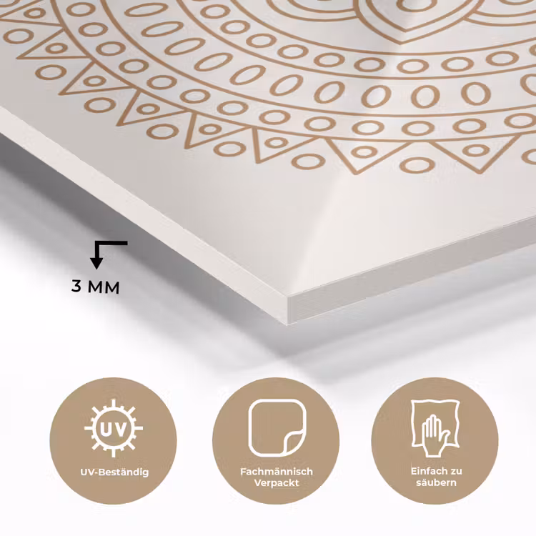 Glasbild - Mandala – Geometrisch – Abstrakt – Orientalisch – Braun — 3