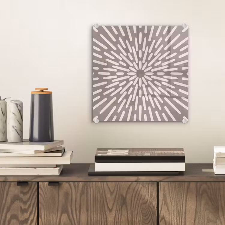 Glasbild - Muster – Strahlen – Abstrakt – Modern – Grau — 2