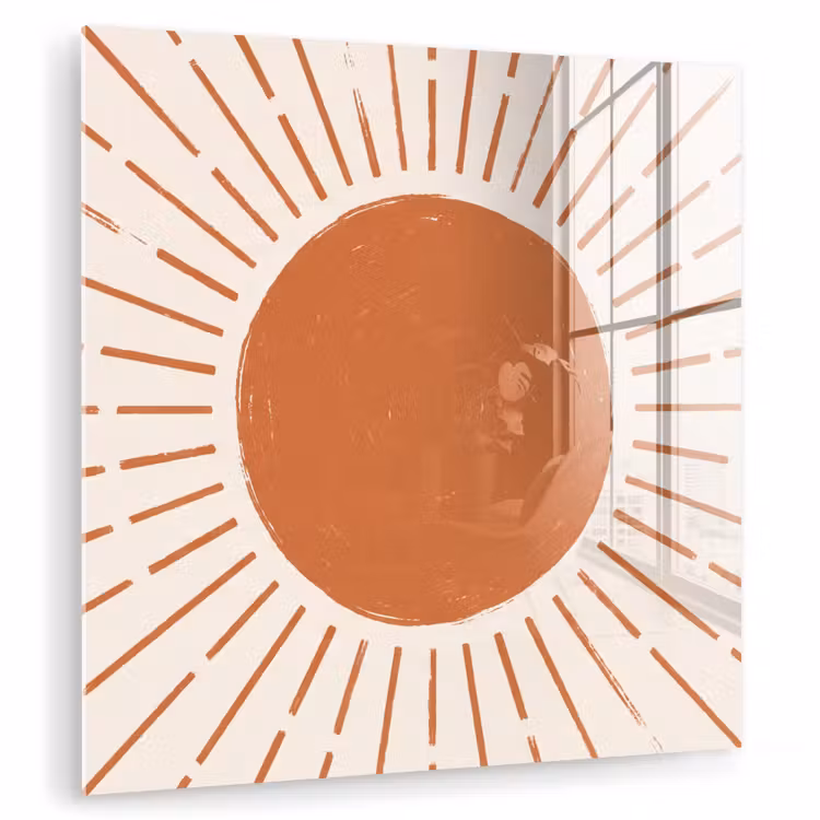Glasbild - Sonne – Strahlen – Abstrakt – Terrakotta – Modern — 1