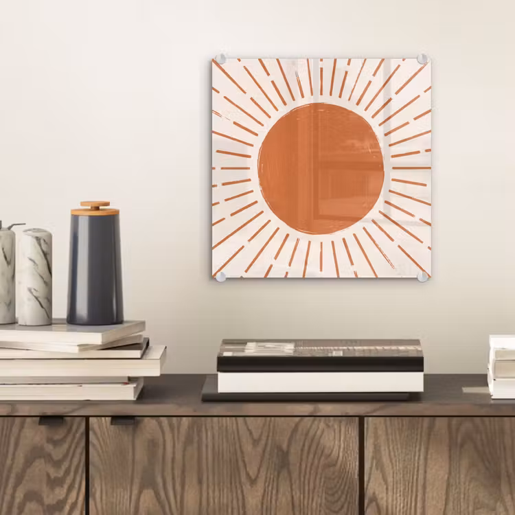 Glasbild - Sonne – Strahlen – Abstrakt – Terrakotta – Modern — 2