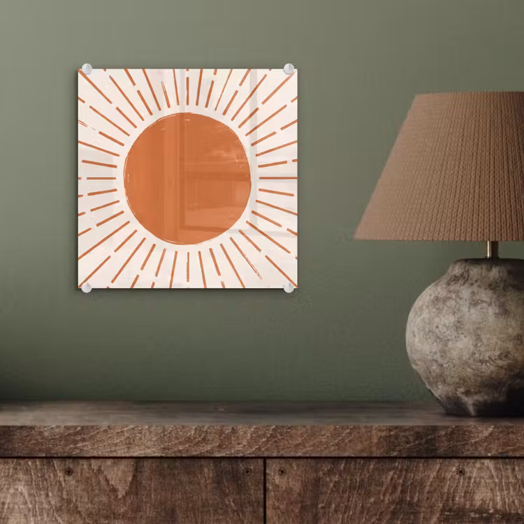 Glasbild - Sonne – Strahlen – Abstrakt – Terrakotta – Modern — 4