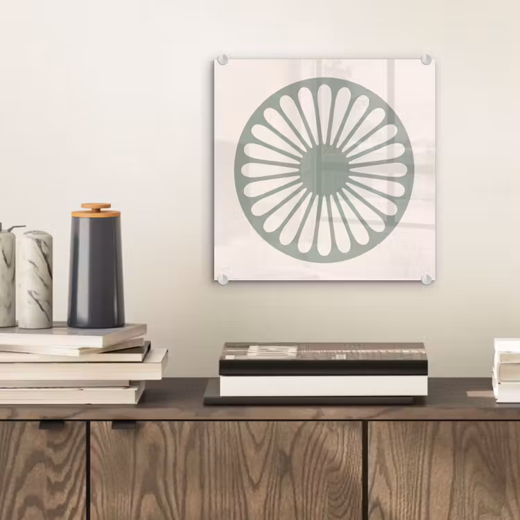 Glasbild - Zusammenfassung – Muster – Radial – Modern – Grün — 2