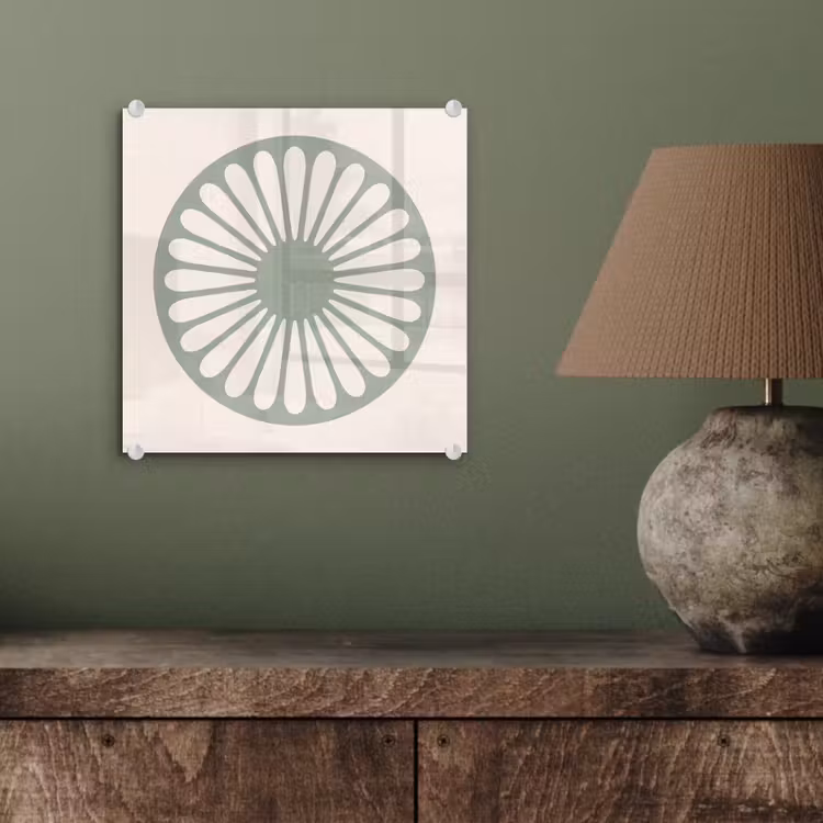 Glasbild - Zusammenfassung – Muster – Radial – Modern – Grün — 4