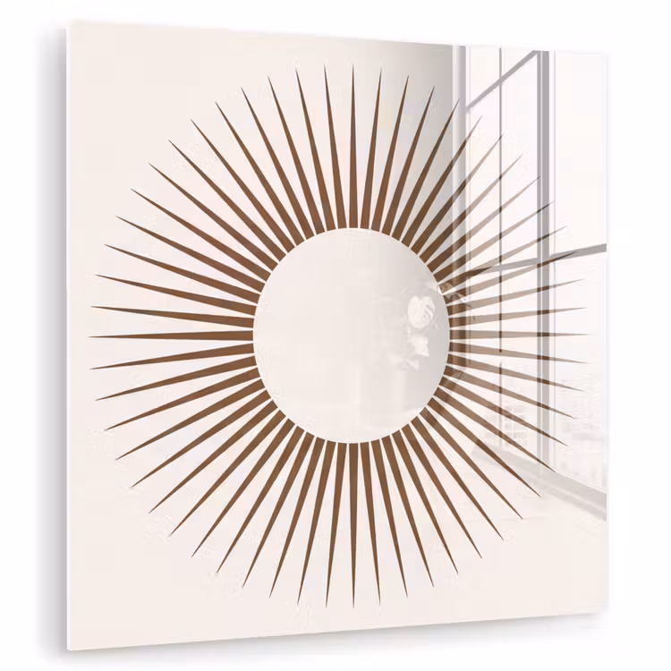 Glasbild - Zusammenfassung – Sonne – Symbol – Modern – Beige — 1
