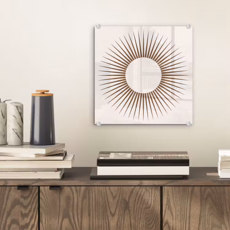 Glasbild - Zusammenfassung – Sonne – Symbol – Modern – Beige — 2
