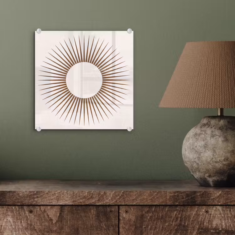 Glasbild - Zusammenfassung – Sonne – Symbol – Modern – Beige — 4