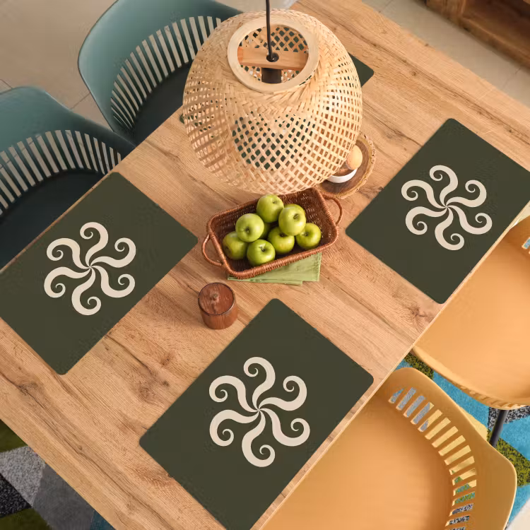 Tischset - 6 Stück - Muster – Spirale – Abstrakt – Modern – Grün — 5