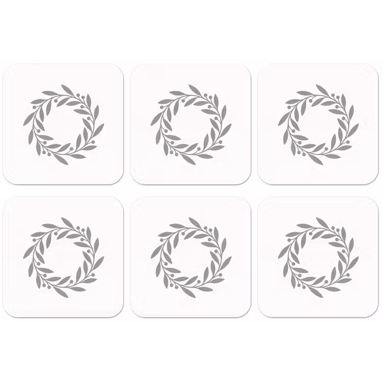 Untersetzer - Kranz – Blätter – Natur – Minimalistisch – Grau — 1