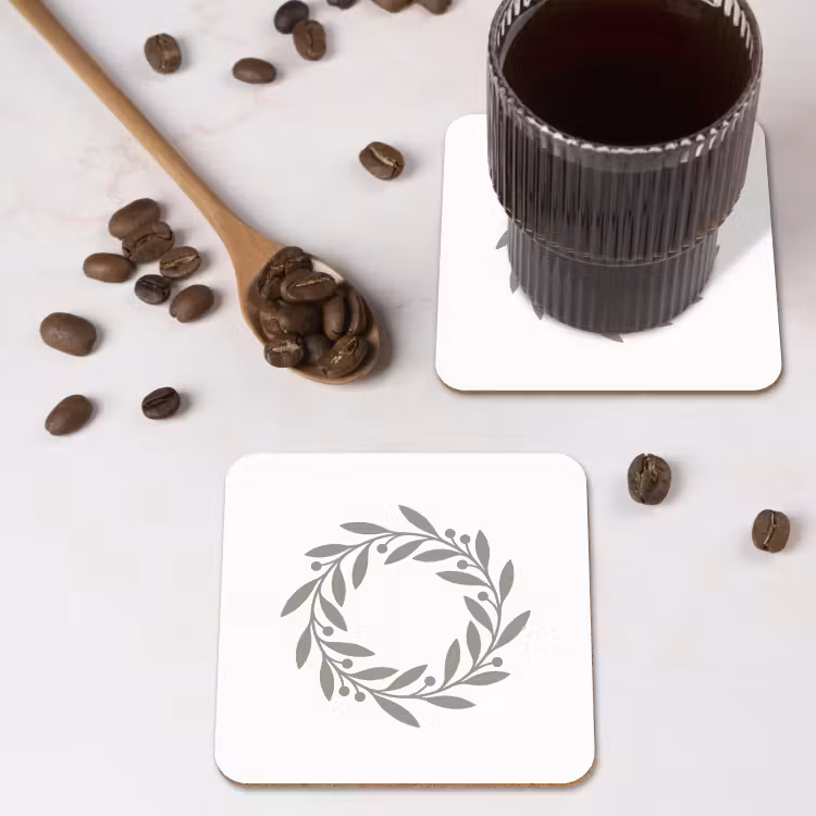 Untersetzer - Kranz – Blätter – Natur – Minimalistisch – Grau — 4