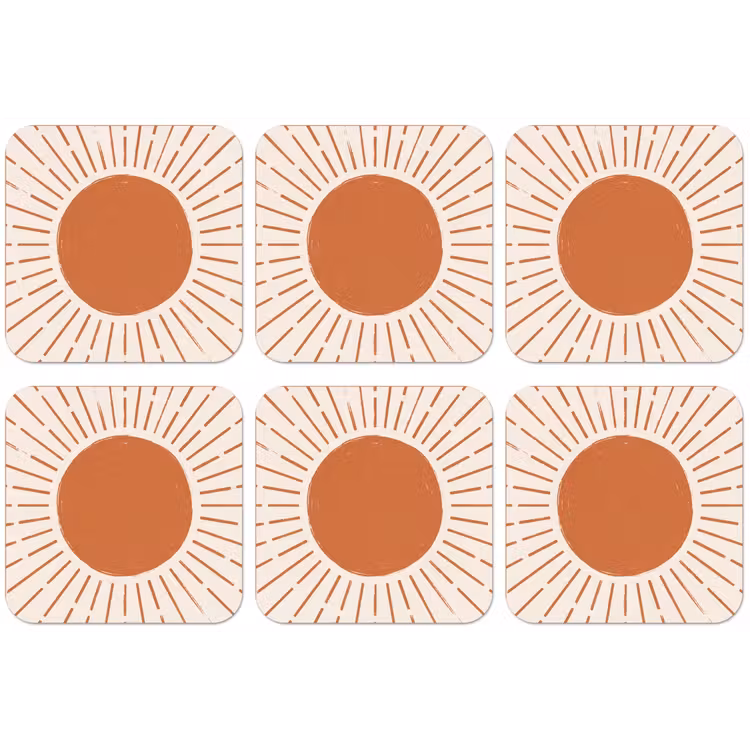 Untersetzer - Sonne – Strahlen – Abstrakt – Terrakotta – Modern — 1