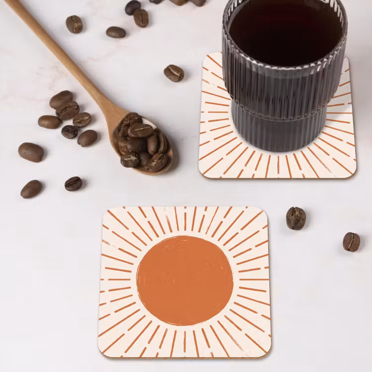Untersetzer - Sonne – Strahlen – Abstrakt – Terrakotta – Modern — 4