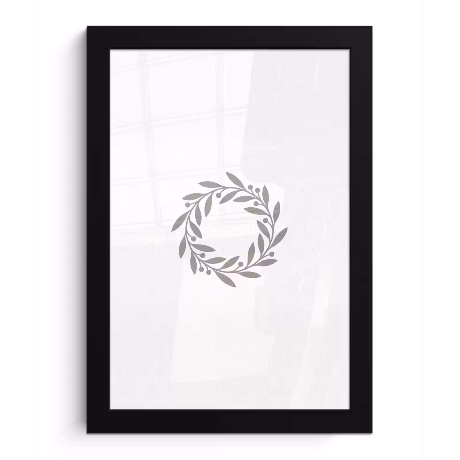 Bilder mit Rahmen - Kranz – Blätter – Natur – Minimalistisch – Grau — 1