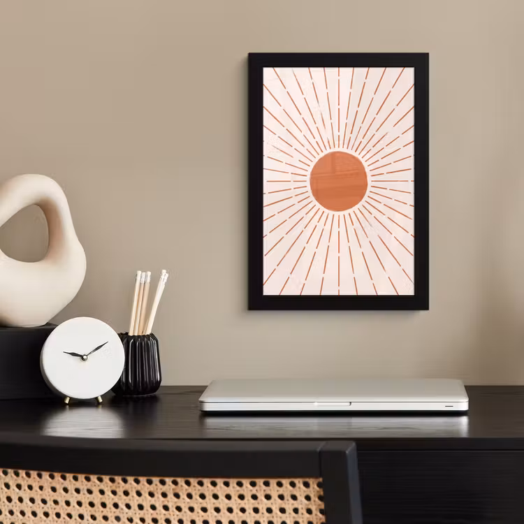 Bilder mit Rahmen - Sonne – Strahlen – Abstrakt – Terrakotta – Modern — 2