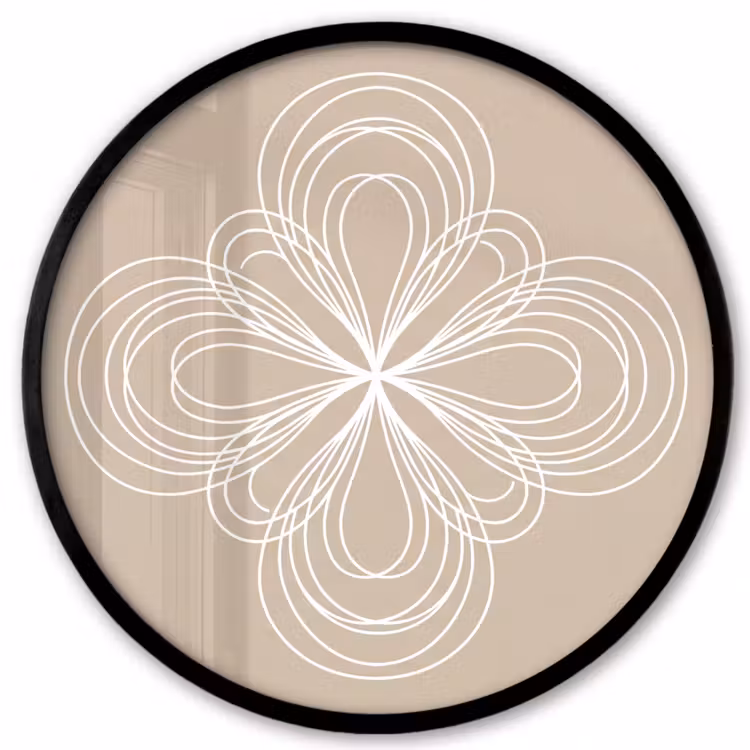 Poster im Rahmen Rund - Muster – Linien – Abstrakt – Minimalistisch – Beige — 1