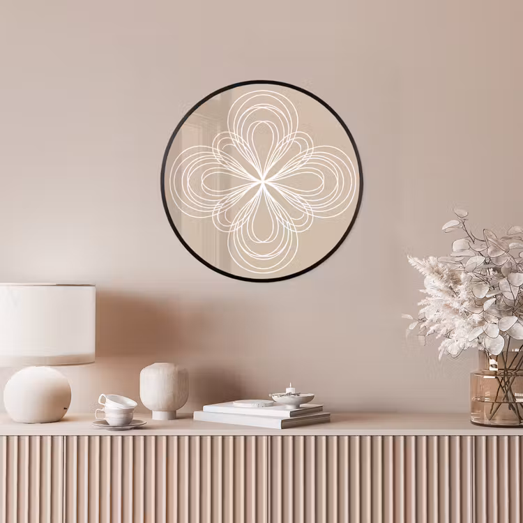 Poster im Rahmen Rund - Muster – Linien – Abstrakt – Minimalistisch – Beige — 5