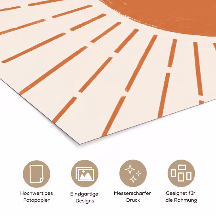 Poster - Sonne – Strahlen – Abstrakt – Terrakotta – Modern — 5