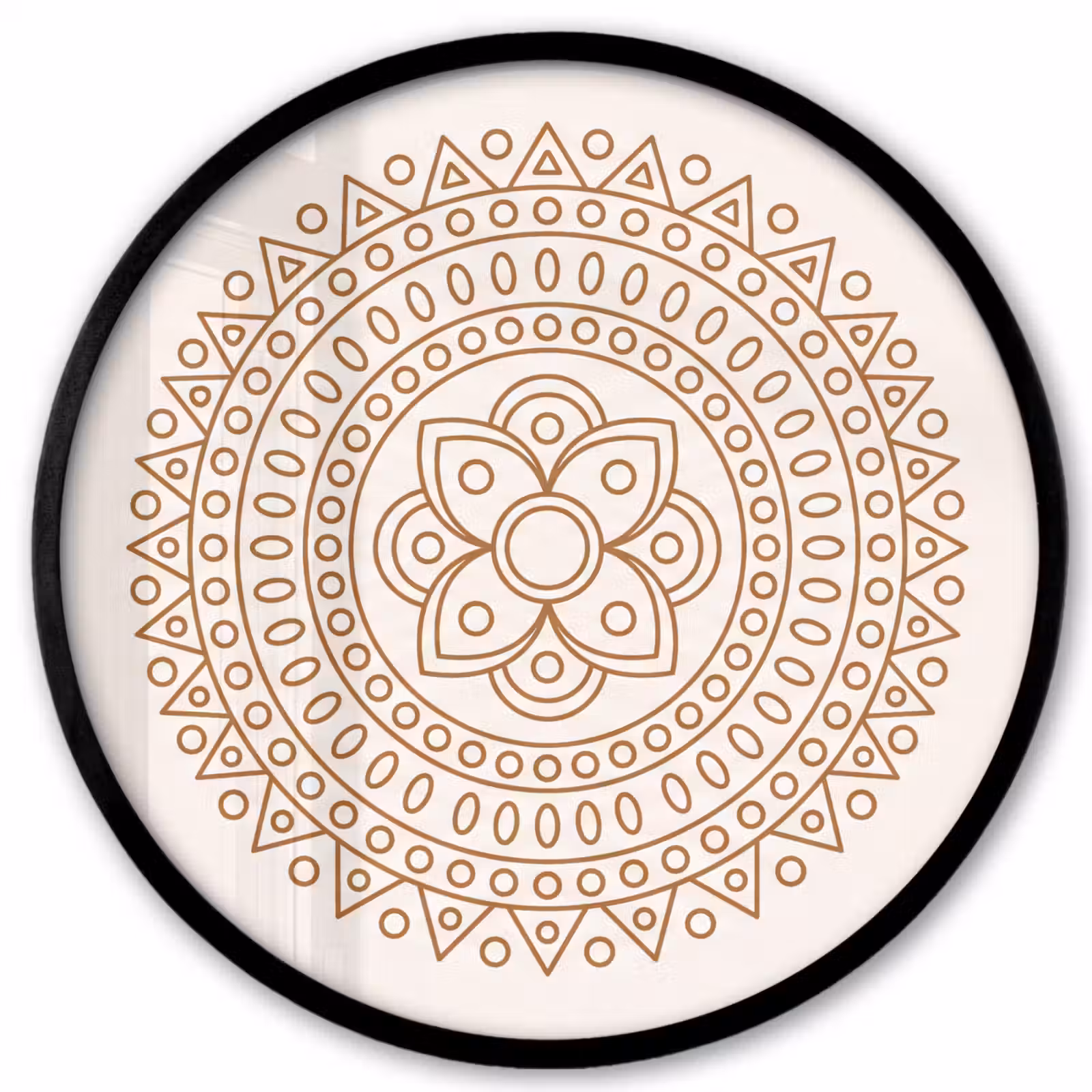 Poster im Rahmen Rund - Mandala – Geometrisch – Abstrakt – Orientalisch – Braun — 1