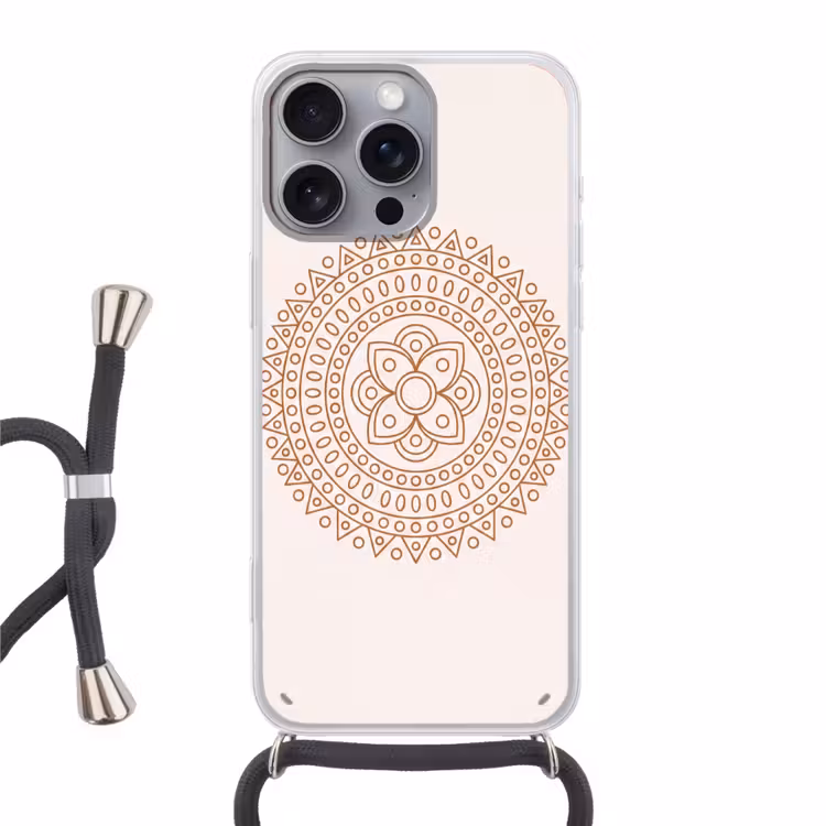 Handyhülle mit Band - Mandala – Geometrisch – Abstrakt – Orientalisch – Braun — 1