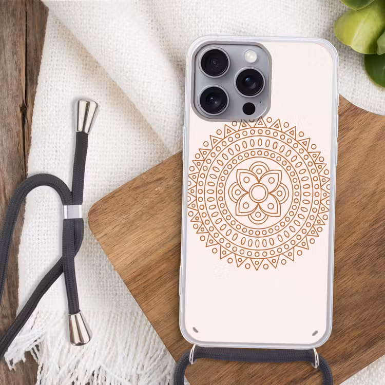 Handyhülle mit Band - Mandala – Geometrisch – Abstrakt – Orientalisch – Braun — 3