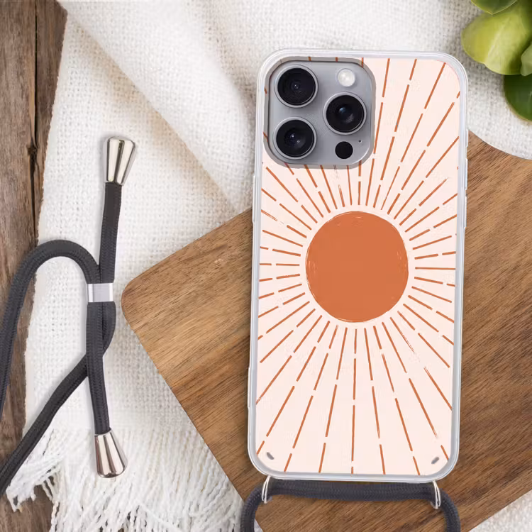 Handyhülle mit Band - Sonne – Strahlen – Abstrakt – Terrakotta – Modern — 3