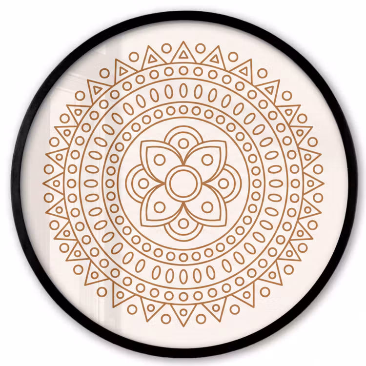Poster im Rahmen Rund - Mandala – Geometrisch – Abstrakt – Orientalisch – Braun — 1