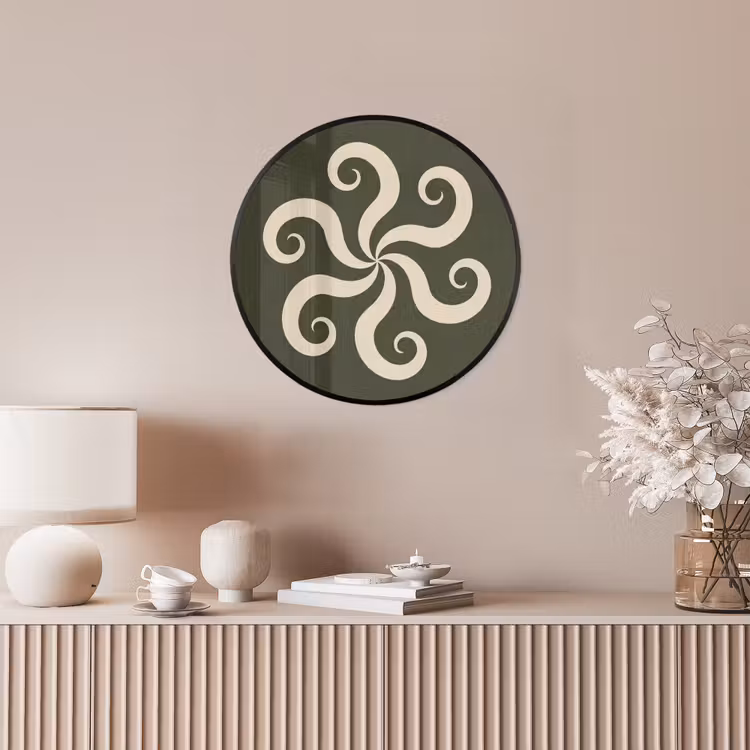 Poster im Rahmen Rund - Muster – Spirale – Abstrakt – Modern – Grün — 5