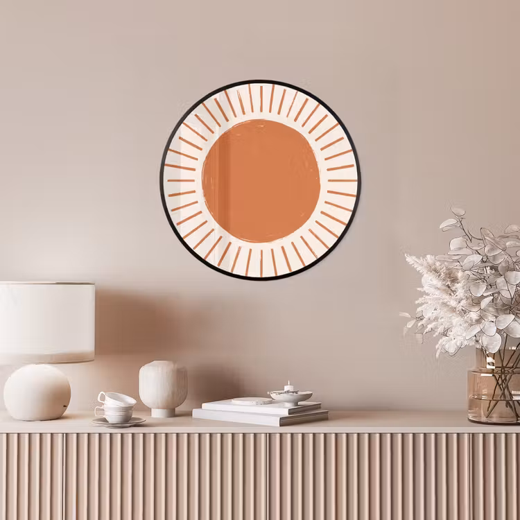 Poster im Rahmen Rund - Sonne – Strahlen – Abstrakt – Terrakotta – Modern — 5